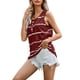 thumbnail image 1 of Camisetas sin mangas casuales para mujer, estampado a rayas, con botones, cuello redondo, sin mangas Abanopi borgoña/Extragrande, 1 of 7