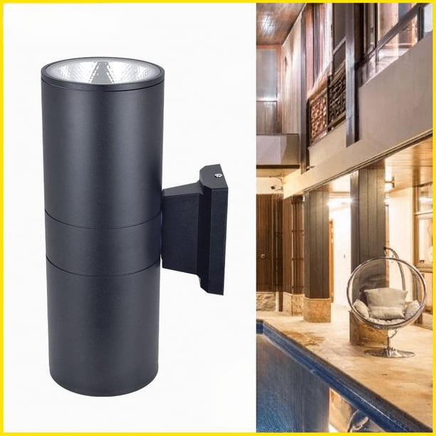 Lámpara de pared para exterior de doble cabezal, modelo arriba y abajo, lámpara de jardín impermeable, lámpara de pared para exterior de villa, lámpara de pared cilíndrica de aluminio