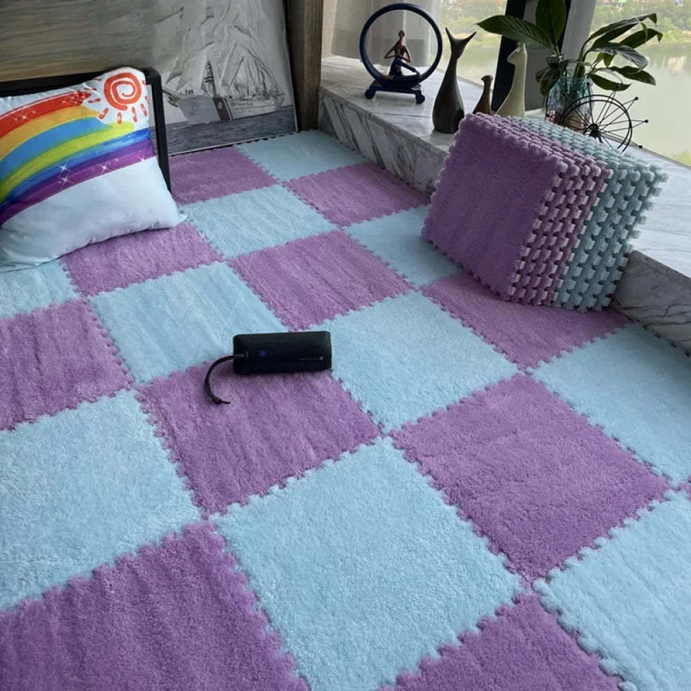 30*30CM Soft Plush Children Kids Rug Play Mat Puzzle Carpet Warm Playmat Interlocking Exercise Tiles Floor Carpet Decoration Mat