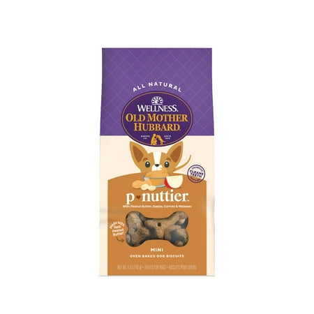 Wellness Old Mother Hubbard P-Nuttier Dog Biscuits  Natural  Training Treats  Peanut Butter Flavor  Mini Size  (5 Ounce Bag)