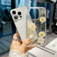thumbnail image 4 of iPhone 14 Pro Flower Case,Clear Soft Flexible Rubber Pressed Dry Real Flowers Case Women Girls Glitter Floral Cover for iPhone 14 Pro -White, 4 of 18