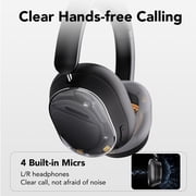 -53dB Hybrid Active Noise Cancellation Bluetooth Headphones 5.4, Transparent Modes, 50H Playtime with LED Display, Deep Bass, Clear Call, Comfort Fit Over Ear Headphones for Travel Office PC Black
