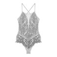 thumbnail image 3 of Aislor Womens Sparkling Sequins Fringed Cross Back Latin Jazz Salsa Dress Leotard Bodysuit, 3 of 7