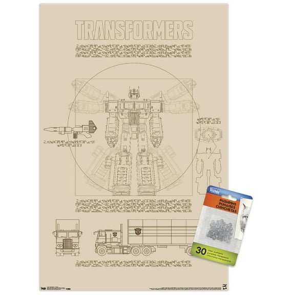 Hasbro Transformers - Sketch Wall Poster with Push Pins, 14.725" x 22.375"