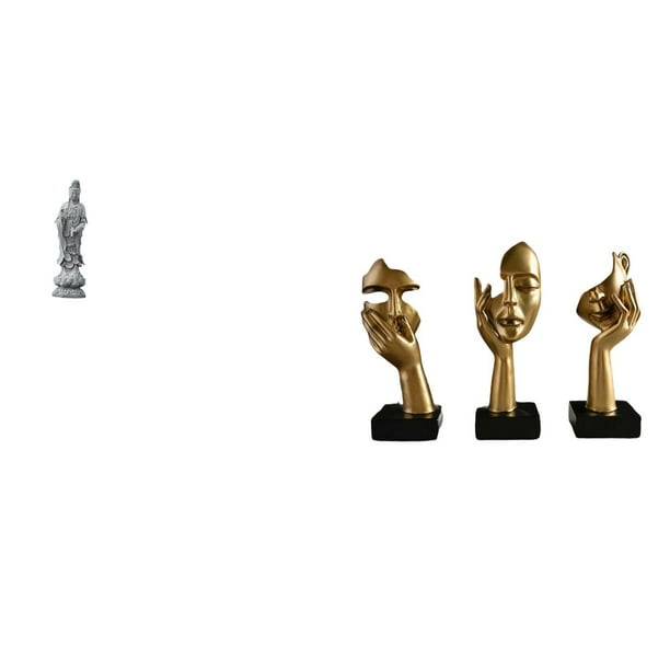 Estatua de Guan Yin,Estatua de Guan Yin para decoración del hogar.,Estatuas del pensador,Estatuas de pensadores Esculturas de arte abstracto de mesa,Figuras modernas con caras para decorar el