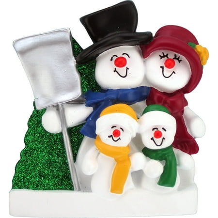 Personalized Christmas Snowman - Snowman Family 2 kids Personalized Christmas Ornament DO-IT-YOURSELF