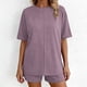 thumbnail image 1 of TaTaai Women's Summer Lounge Set Short Sleeve Round Neck T-Shirt and Elastic Waist Shorts Solid Color Matching Two Piece with Pockets for Comfortable Daily Wear Gift, 1 of 7