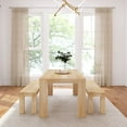 thumbnail image 2 of Plank+Beam Solid Wood Modern Dining Table Set with 2 Benches for 6, Blonde Wirebrush, 2 of 6