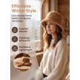 thumbnail image 4 of BadPiggies Women Winter Bucket Hat Adjustable Vintage Cloche Hats Warm Faux Fur Wool Outdoor Fisherman Cap, 4 of 6