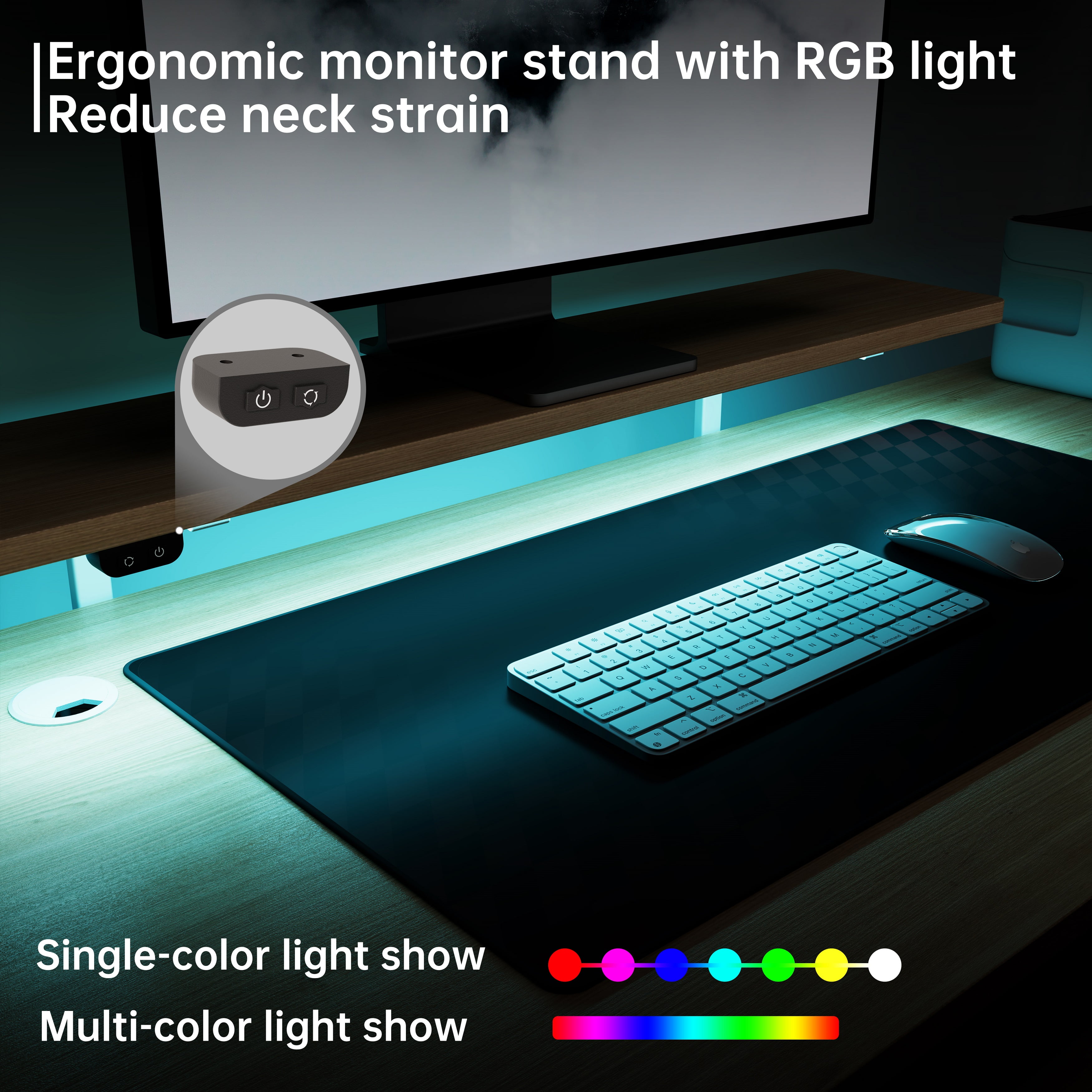 Eureka Ergonomic Standing Desk Adjustable Height 61 Electric Sit Stand Computer Desk L Shaped with Keyboard Tray,Monitor Stand &LED, Dual Motor