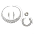 thumbnail image 5 of Silver Rhinestone Necklace Earrings Bracelet Sets Bridal Wedding Jewelry Set Heart Costume Jewelry Sets for Women and Brides, 5 of 8