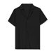 thumbnail image 1 of Lars Amadeus Camisas de lino para hombre, manga corta, con botones, bolsillo en el pecho, playa, yoga, camisa Negro M, 1 of 6