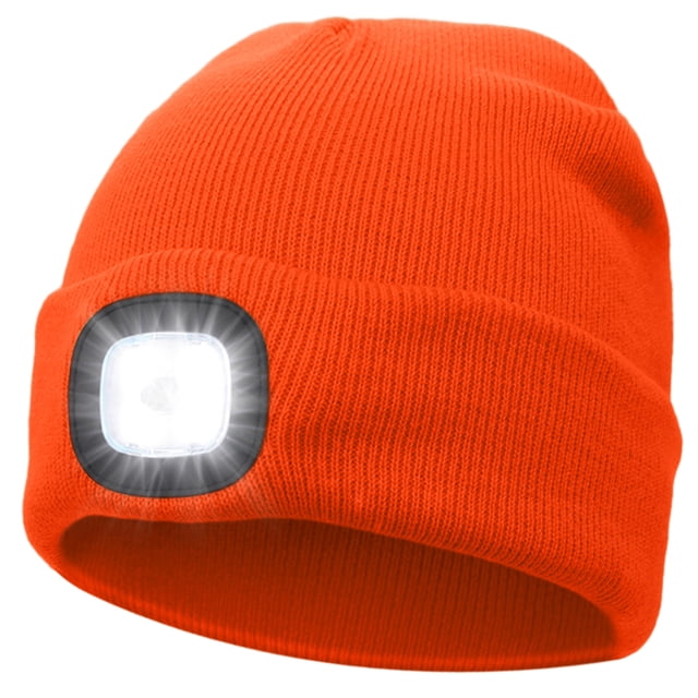 Gorra recargable USB con luz 4 LED Beanie Hat Regalos para papá (naranja)
