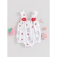 thumbnail image 2 of Suealasg Newborn Girls Cotton Linen Romper Baby Easter Clothes Sleeveless Bunny Print Ruffled Bodysuit 3M 6M 9M 12M Infant Summer One Piece Jumpsuit, 2 of 8