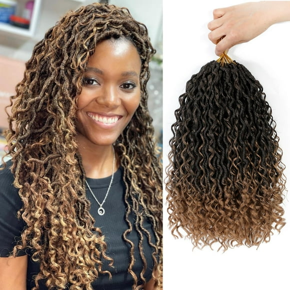 SamBraid Goddess Locs Crochet Hair 14 Inch, 8 Packs New Goddess Faux Locs Crochet Hair for Black Women, River Locs Crochet Hair with Curly Ends (14Inch, T27#, 8Packs))