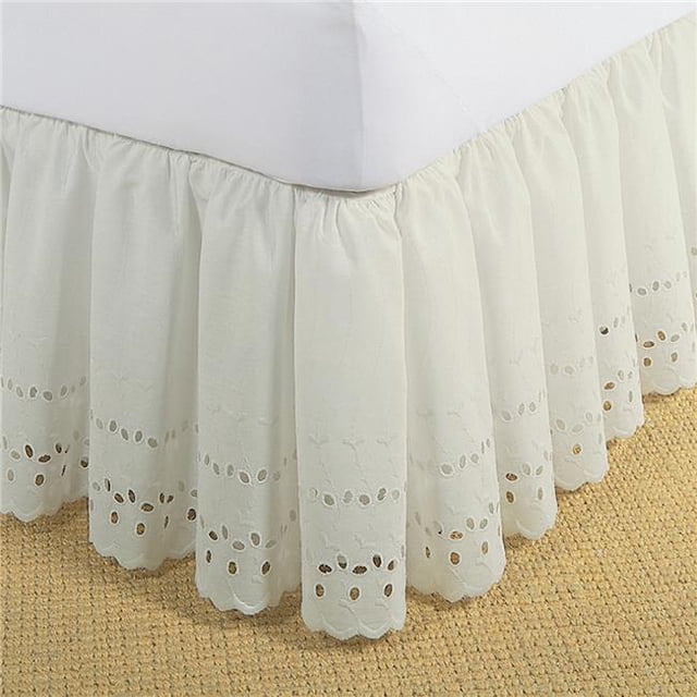 Fresh Ideas FRE30014IVOR02 Bed Skirt Ruffled Eyelet Ivory - Full