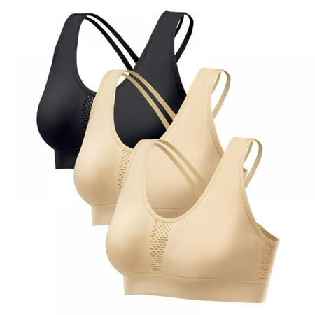 

3 Pack Medium Support Sports Bras for Women Padded Sports Bras for Women Workout Bras for Women Cross Back Bras Yoga Bras