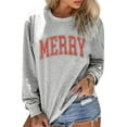 thumbnail image 2 of Women's Christmas Sequined Long Sleeve Shirt Christmas Sweater Patchwork Crew Neck Pullover Top, 2 of 7
