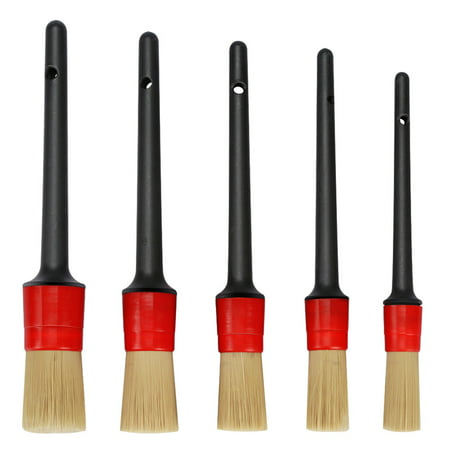 

5PCS/Set Car Air Vent Cleaning Brush Round Plastic Handle Vehicle Washing Brush Detail Gap Brush Tool for Car (Black Red)