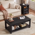 thumbnail image 5 of Joaxswe 3-Piece Coffee Table Set for Living Room, Coffee Table and 2 Side Tables with Charging Station, Farmhouse End Table Set, Black, 5 of 8