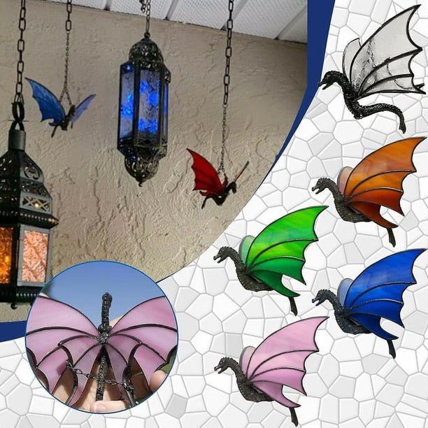 Colgante dragón manchado Suncatcher hecho a mano vidriera colgante decoración
