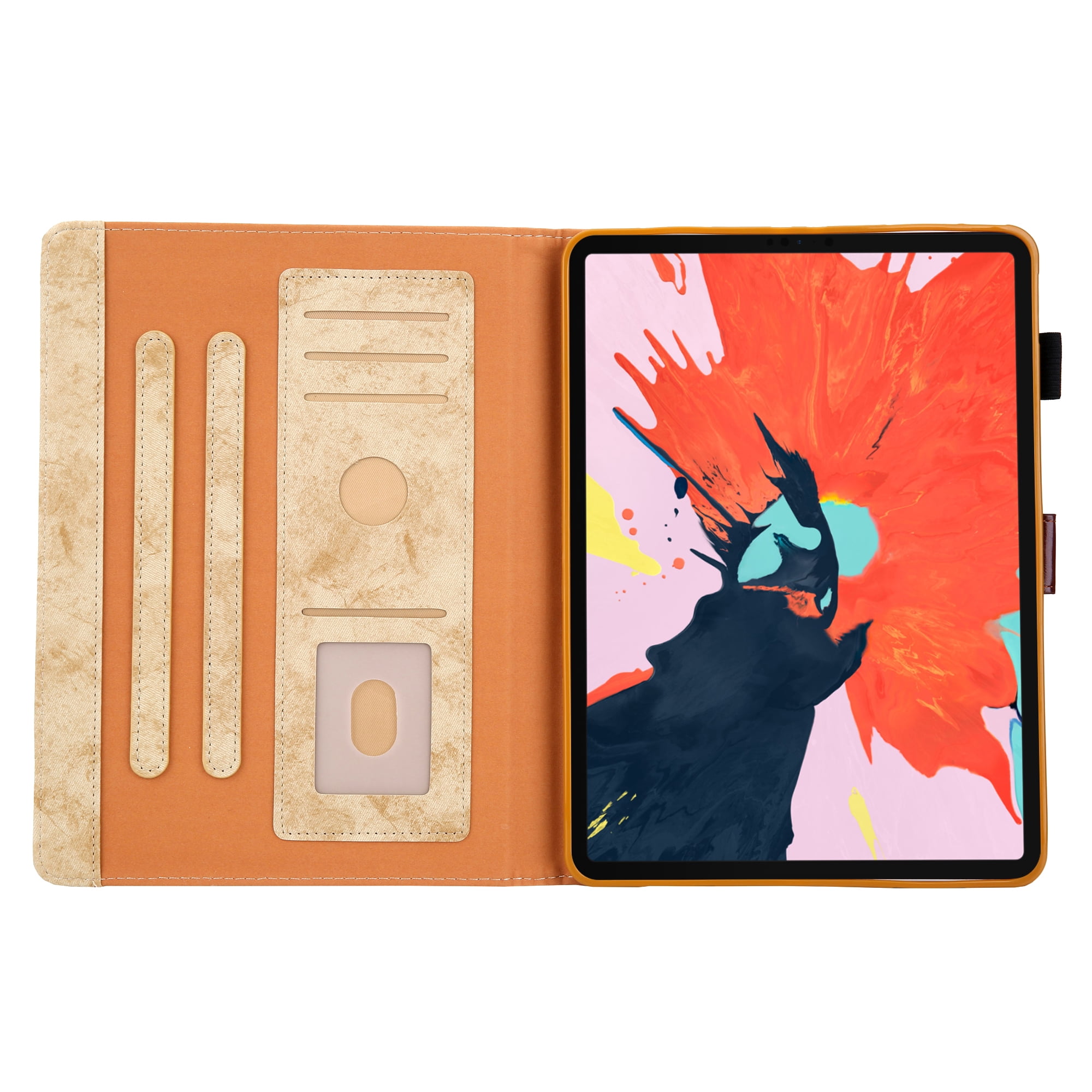 for iPad 10th Gen 10.9" (2022) Case, Retro Card Slot Cover with Pencil Holder, Multi-Angle Viewing Stand, Pocket Design, Folio Leather Case for Apple iPad 10th Gen 10.9" - Yellow