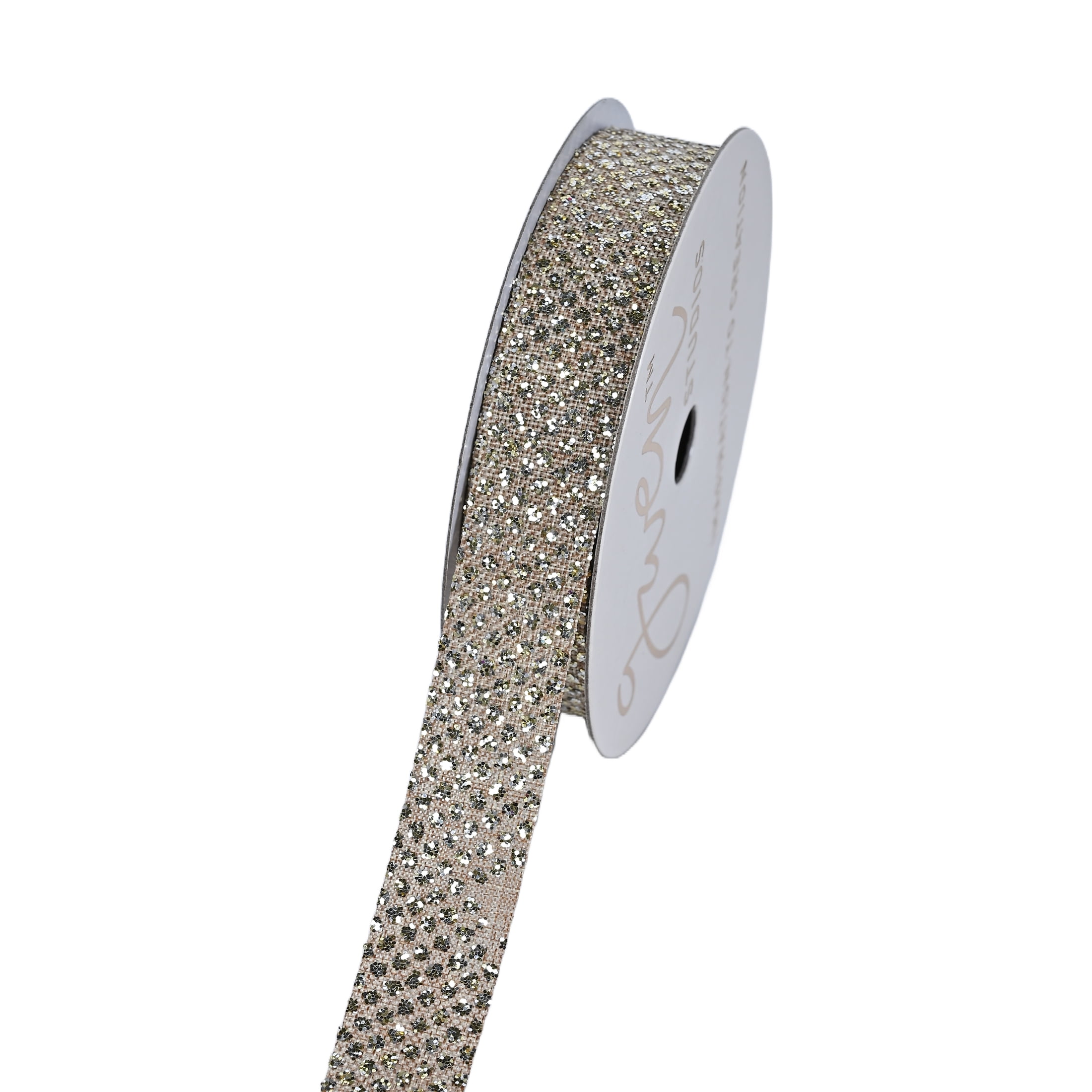 Gwen Studios 5/8" Burlap Glitter Ribbon, 3 yards