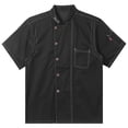 thumbnail image 3 of YONGHS Men's Women's Short Sleeve Chef Coat Button Down Jacket Restaurant Kitchen Uniform Black XL, 3 of 7
