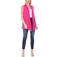 thumbnail image 4 of Women's Sleeveless Long Body Open Draped Front Solid Cardigan Vest S-3XL, 4 of 5