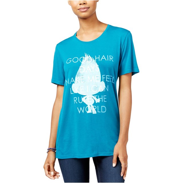 Camiseta gráfica Dreamworks Trolls Good Hair Day para mujer verde pequeña