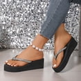 thumbnail image 2 of Xijirk Women's Rhinestone Platform Thong Sandals Sparkly Summer Footwear for Beach & Events,6.5, 2 of 8