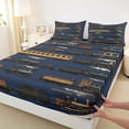 thumbnail image 4 of Castle Fairy Classic Steam Train Bed Sheets 4pcs for Teens, Vintage Locomotive King Sheets for Bedroom, Dark Blue Brown, 4 of 6