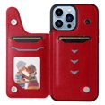 thumbnail image 3 of iPhone 13 Pro Max Case,Dteck Butterfly Pattern Magnetic Leather Card Holder Wallet Case Shockproof Rubber Hybrid Kickstand Cover for iPhone 13 Pro Max,Red, 3 of 5