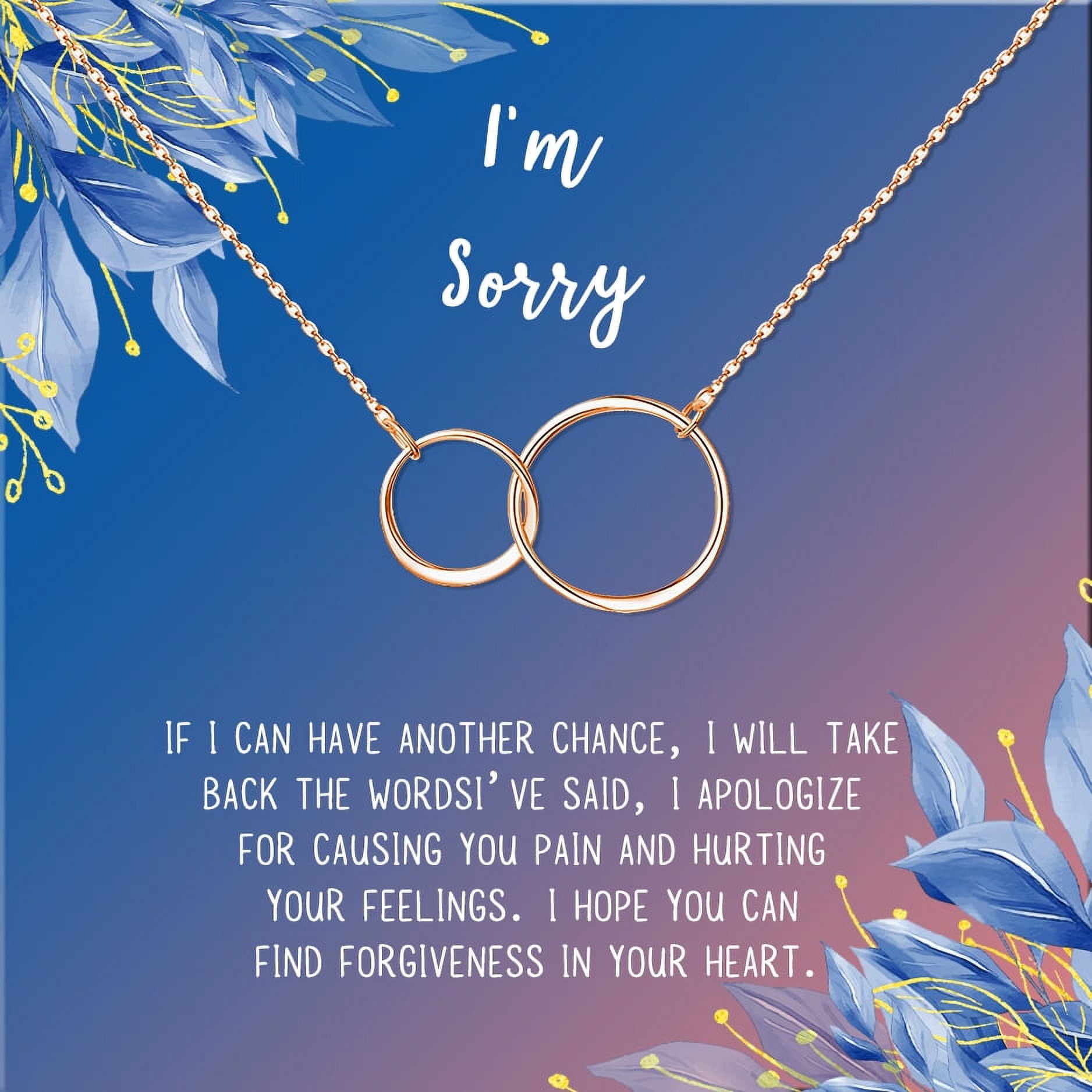 Anavia I'm Sorry, Apology Gift Card Necklace, Apology Gifts for Her, Sorry Quote Apology Gifts for Wife, Forgiveness Gift for Girlfriend-[Rose Gold Infinity Double Ring, Blue-Orange Gift Card]