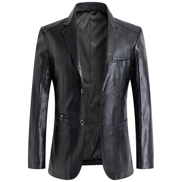 Leather Blazer For Men, Casual Men's Leather Jacket Coats zhangyuxiang LED