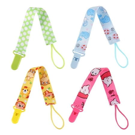 Pacifier Grill Pacifier Clips, Gimars Pacifier Clips 4 Pack Pacifier Holder for Boys and Girls Fits Most Pacifier Styles & Baby Teething Toys and Baby Shower Gift ()