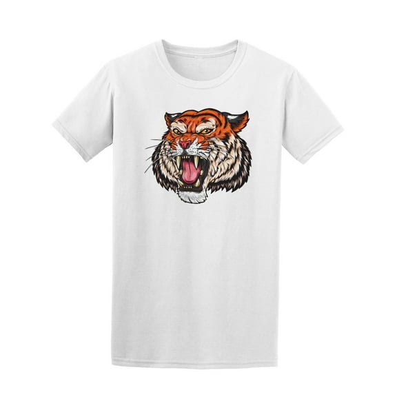 Tiger Roaring Head T-Shirt Men -Image by Shutterstock, Male Small