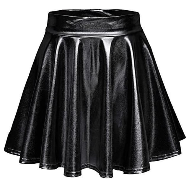 ICHUANYI Clearance Women's Nightclub Skirt Performance Pleated Metal Folding Mini Skirt(Black, S) ICHUANYI WER2023081201000