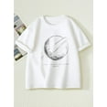 thumbnail image 1 of T-Shirt d'Été en Coton pour Garçons - Manches Courtes Col Rond Cool & Décontracté avec Graphique Planète "I Hope One Day", Tee-Shirt Blanc pour Tenue Décontractée, Vêtements Décontractés pour Jeunes / Graphique de Dessin Animé, 1 of 5