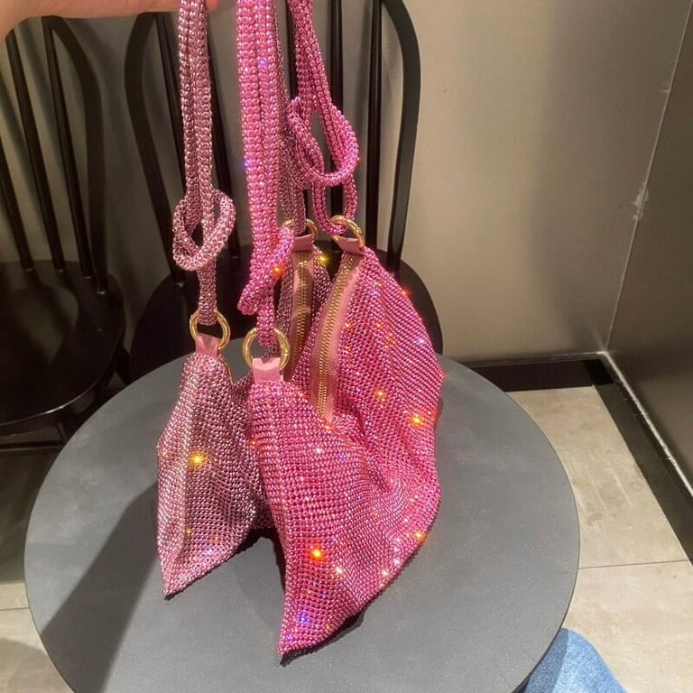Luxury Hot Pink Rhinestones Clutch Purse Evening Bags  Silver evening bags,  Evening clutch bag, Party clutch purse