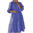 thumbnail image 2 of Robe d'Été pour Femmes 2024 Mode Grande Taille Décontractée à Manches Courtes Col en V Imprimée Robe Mi-Mollet Rabais de 50 % Liquidation!, 2 of 6