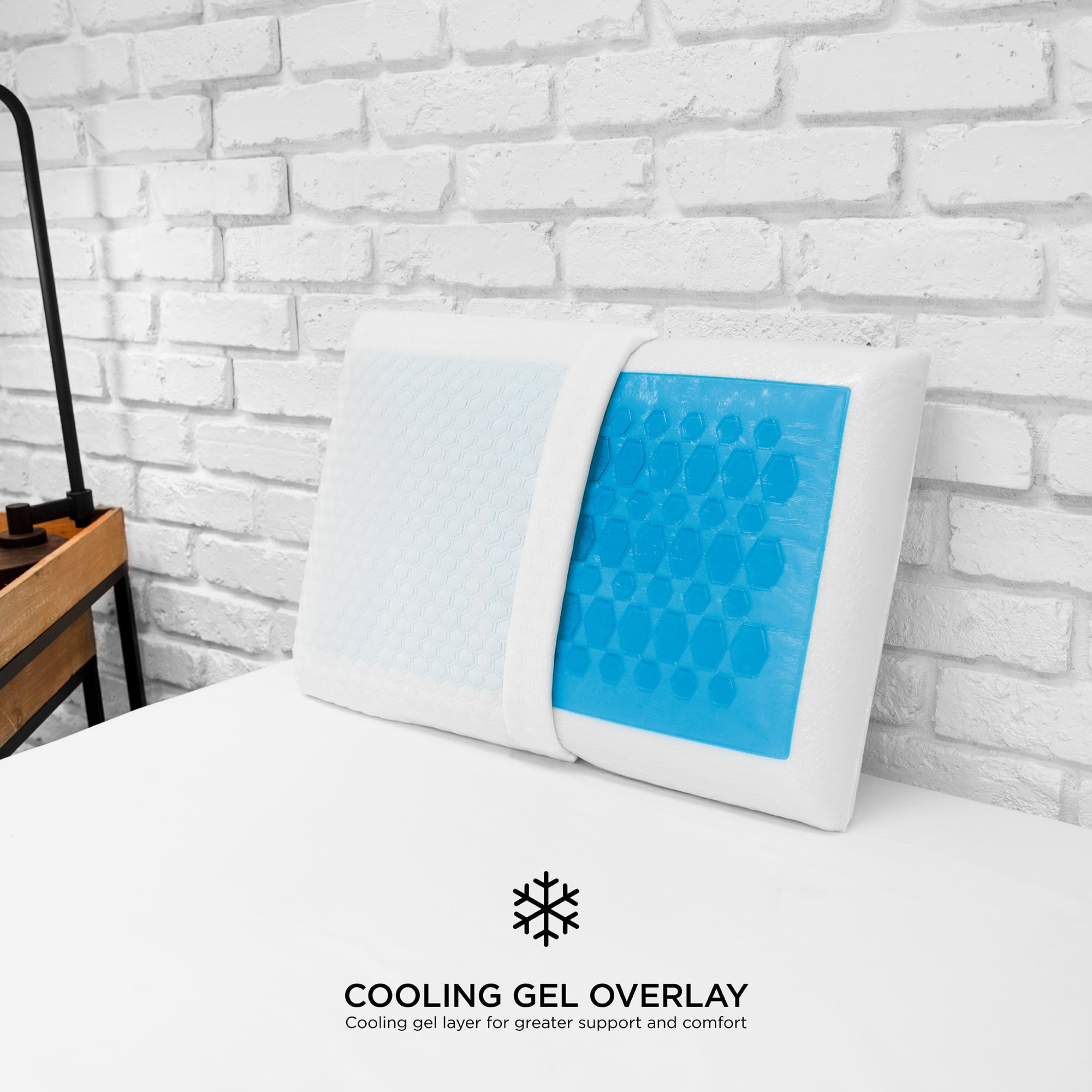 SensorPEDIC iCOOL Cooling Gel-Overlay Memory Foam Comfort Bed Pillow STANDARD 