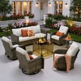 thumbnail image 2 of Ovios 8 Pieces Patio Furniture Set Outdoor Conversation All-Weather Rattan Sectional Sofa with Swivel Chairs & Solar Light Table, 2 of 11