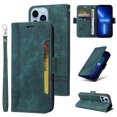 thumbnail image 2 of Allytech Wallet Case for iPhone 13 Pro Max, PU Leather Shockproof Card Slots Holder Magnetic Clasp Flip Cover, Lanyard Handbag Wrist Strap Kickstand Folio Case for iPhone 13 Pro Max 6.7 Inch,Green, 2 of 13