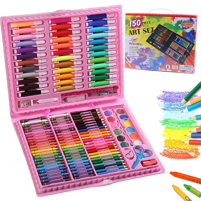 Hukapapa Suministros de Arte, Paquete de 150 Juegos de Arte, Juegos de Dibujo, Kits de Arte de Pintura, Suministros de Arte para niñas, Caja de Arte de Regalo Creativo para niños, niñas, niños y