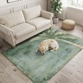 thumbnail image 2 of Area Rugs 4'x6'. Coastal Beach Tree Sage Green Carpet Runner Indoor Outdoor Rugs Home Decor Aesthetic, Vintage Summer Palm Tropical Non Slip Mats Washable Accent Rug for Living Room Bedroom, 2 of 8
