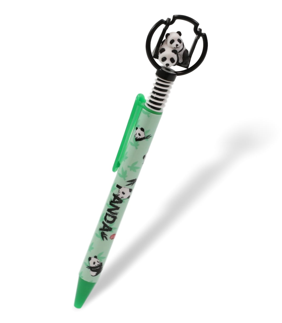 Pack Of 24 Panda Bear Cubs On Swing Green Ballpoint Ball Black Ink Pens W/ Base
