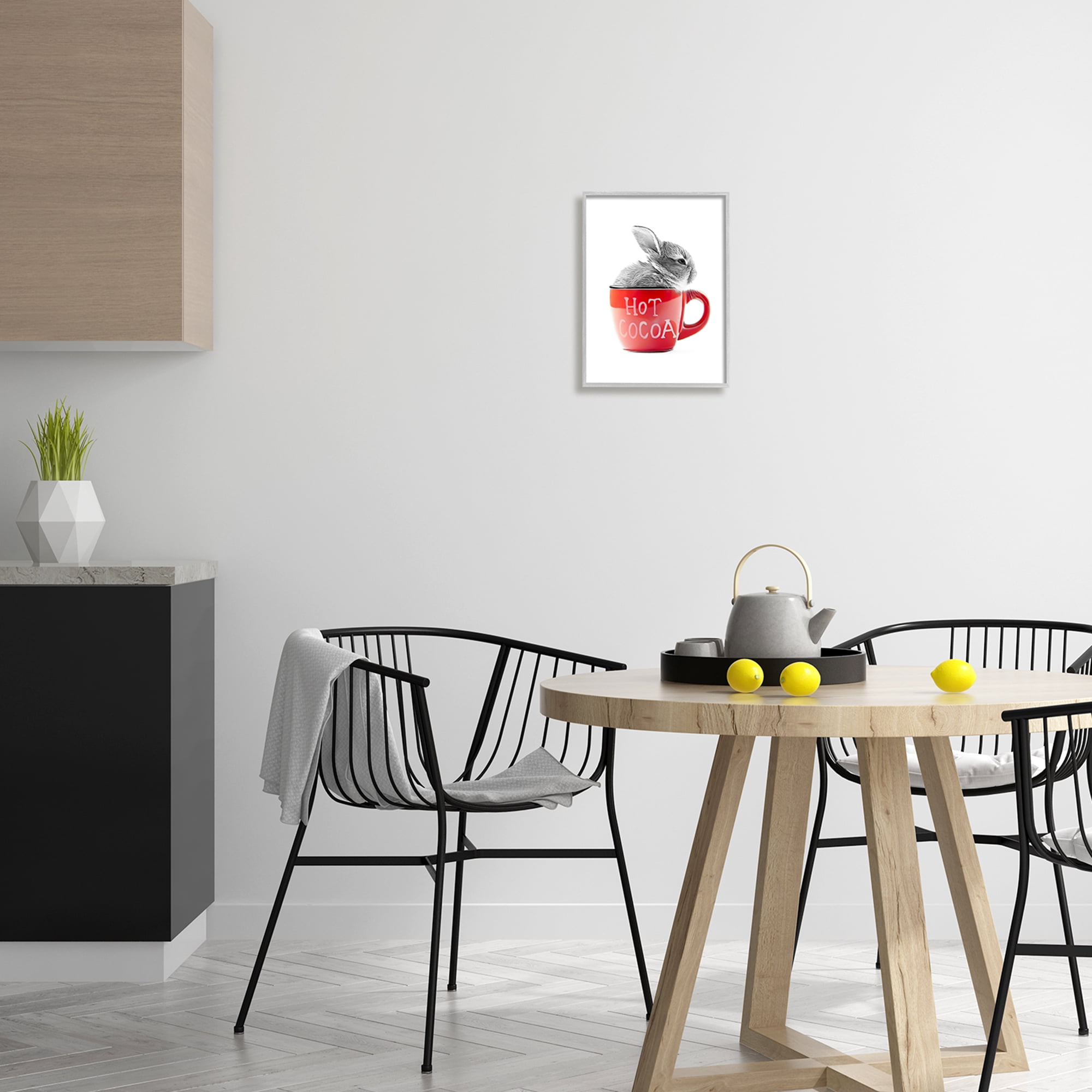 Stupell Industries Bunny in Red Mug Animals & Insects Painting Gray Framed Art Print Wall Art, 11 x 14