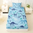 thumbnail image 3 of Erosebridal Kids Boys Dinosaur Twin Sheet Sets, Blue Dino Animal Bedding, 1 Flat Sheet, 1 Fitted Sheet and 1 Pillowcase, 3 of 5