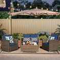 thumbnail image 6 of JOIVI 4 Pieces PE Rattan Sectional Outdoor Conversation Sofa Set with Gray Wicker, Navy Blue Cushion, 6 of 9